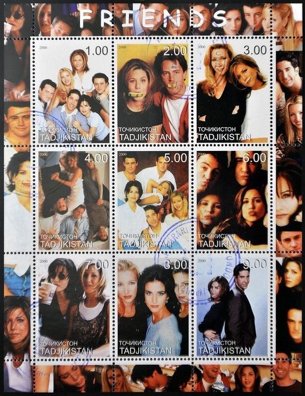 Collection stamps shows Characters from the TV series American Friends