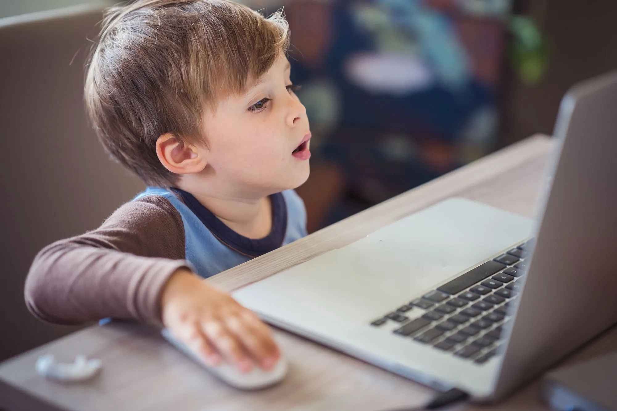 Boy enjoying online games for early years learning
