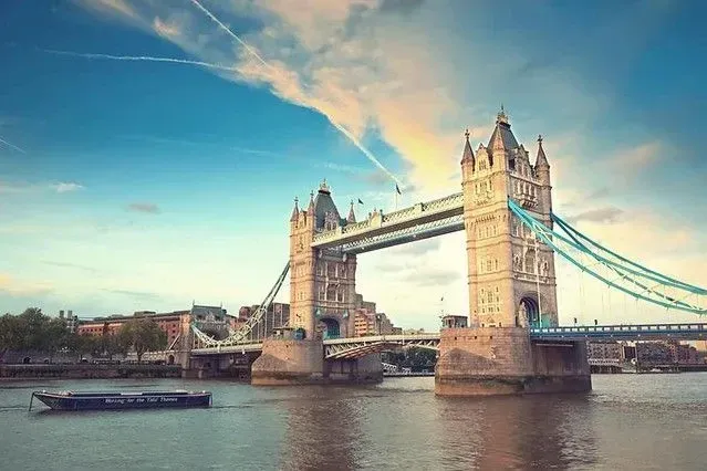 Tower Bridge over the River Thames in London.