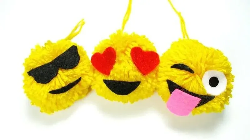 emoji pom-poms to decorate with, fun emoji crafts