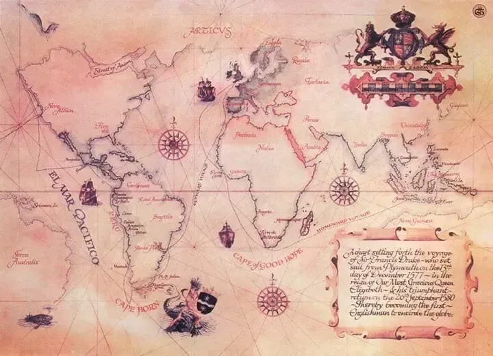 A treasure map, to highlight the tudor explorers