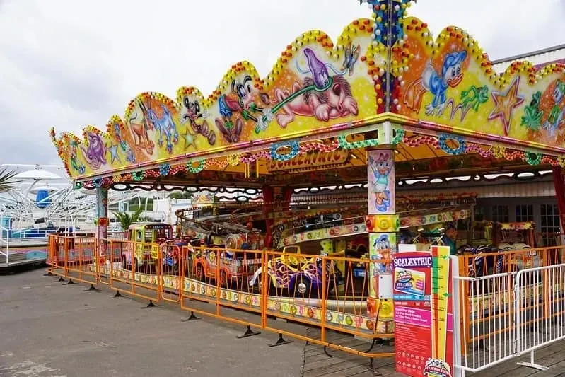 Arcade games and funfair rides on the pier at Clacton-on-Sea.