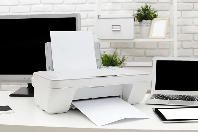 Printer and laptop desk at home