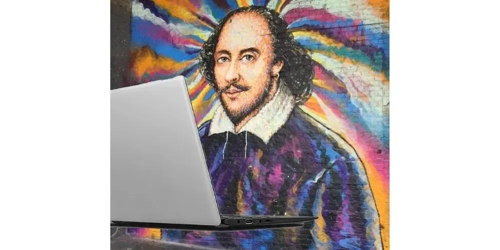Shakespeare and laptop.