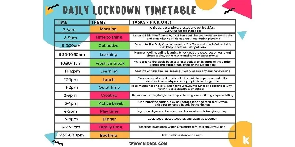 lockdown timetable.