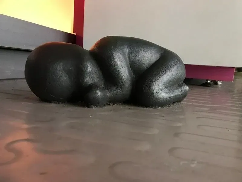 Antony Gormley's sleeping child sculpture.