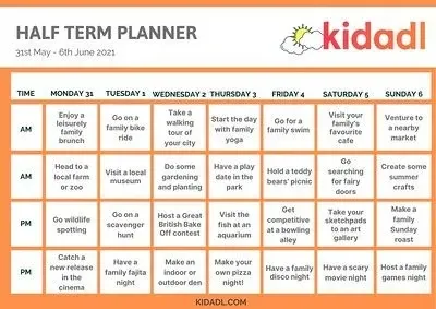 Half Term Planner for the month of June.