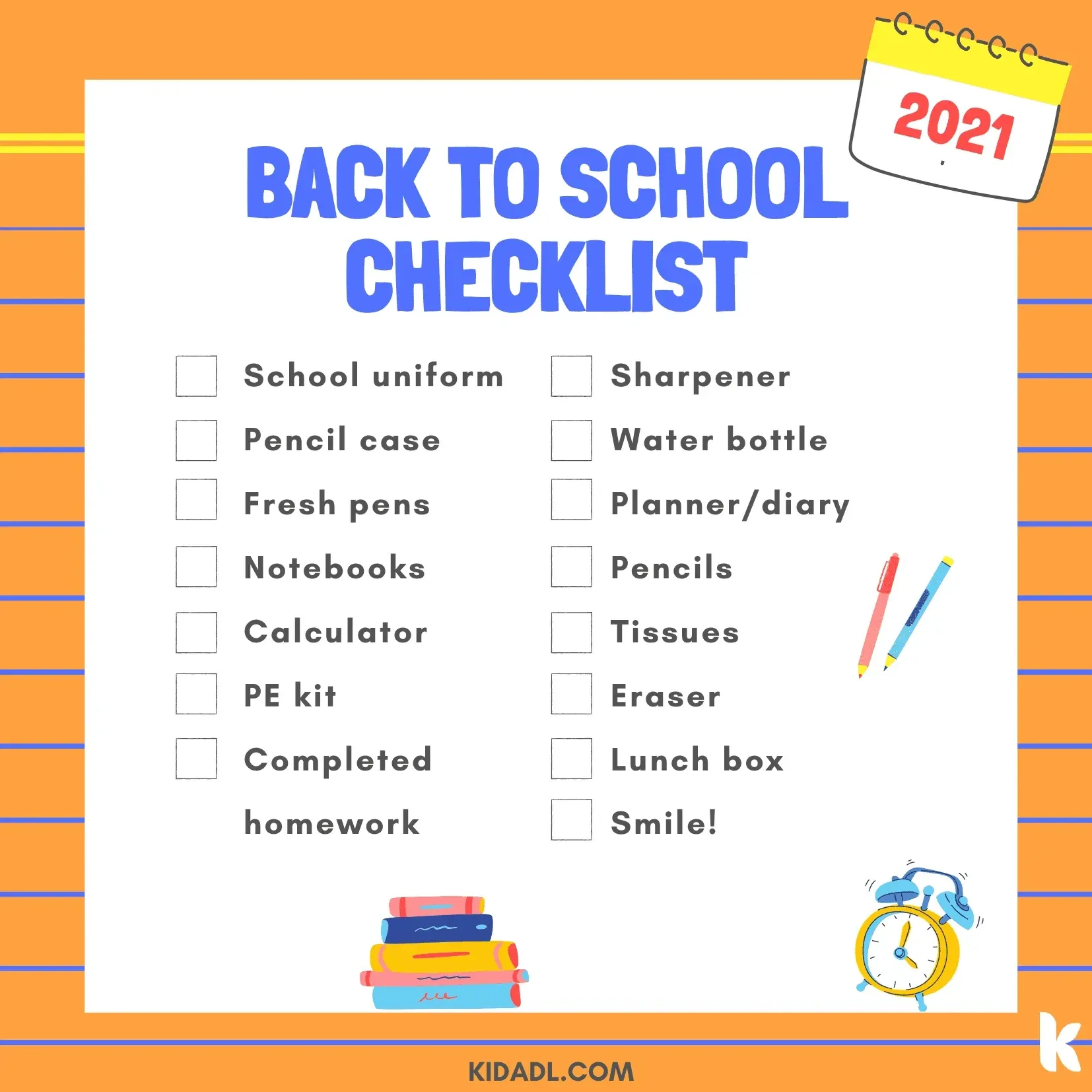 Read this back to School Bingo checklist to prepare for school.