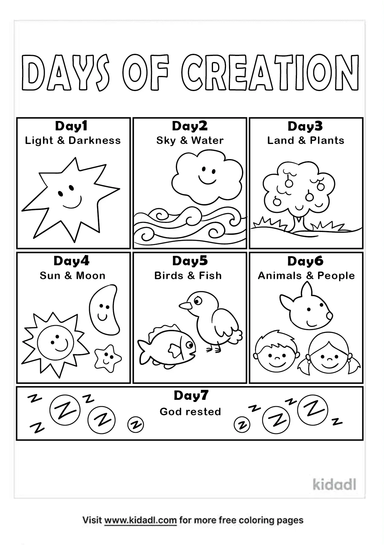 Free 7 Days Of Creation Coloring Page | Coloring Page Printables | Kidadl