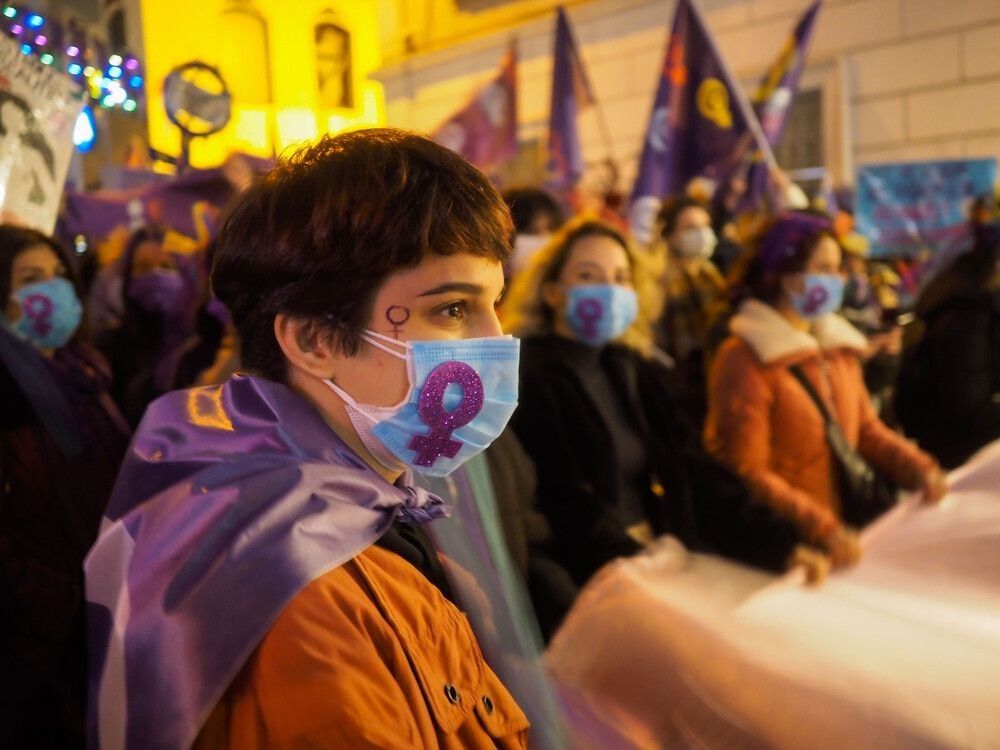 Within the scope of International Women's Day, feminist night march was organized to protest violence against women and defend women's rights