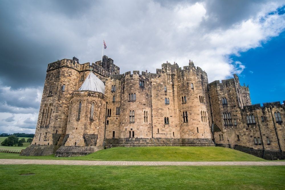 Alnwick Castle in Alnwick in the English county of Northumberland, United Kingdom.
