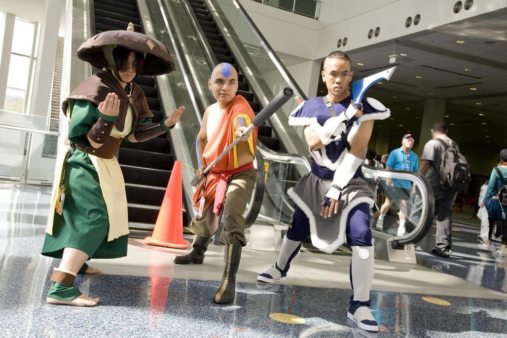 Anime fans portray characters from the series 'Avatar: The Last Airbender'