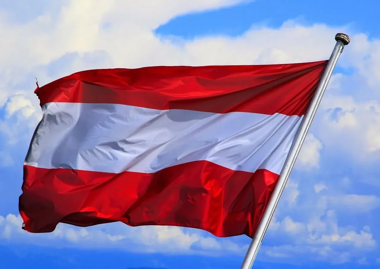 Flag of Austria waving 