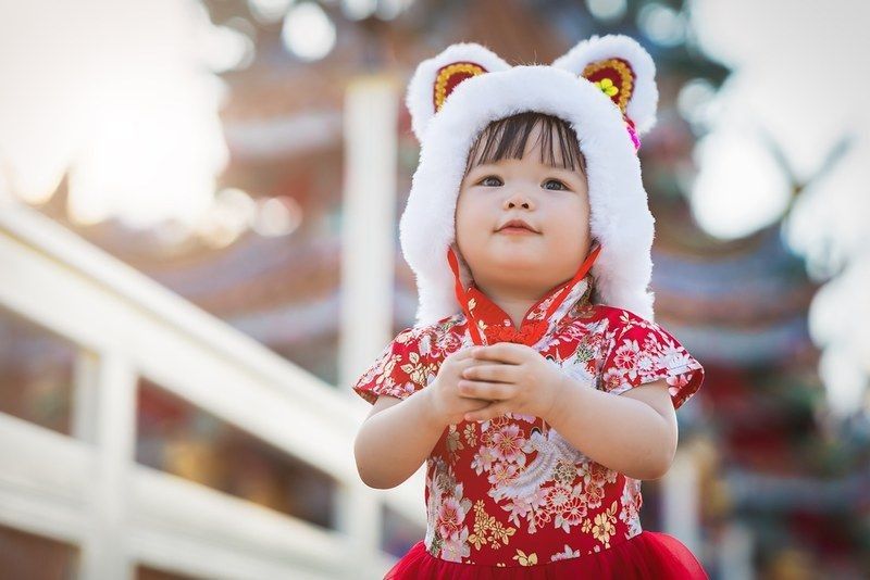Chinese baby celebrating new year