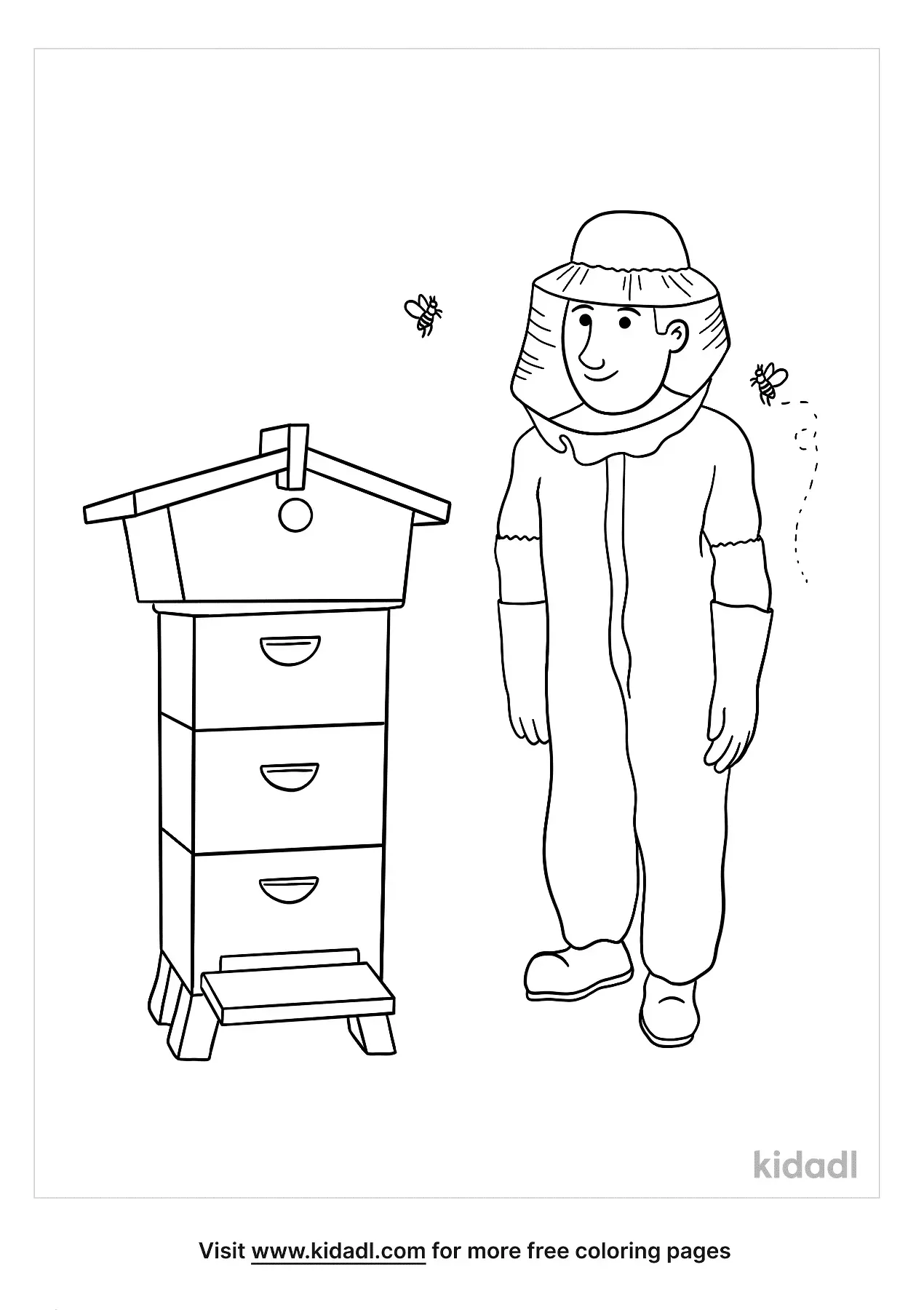 Free Beekeeper Coloring Page | Coloring Page Printables | Kidadl