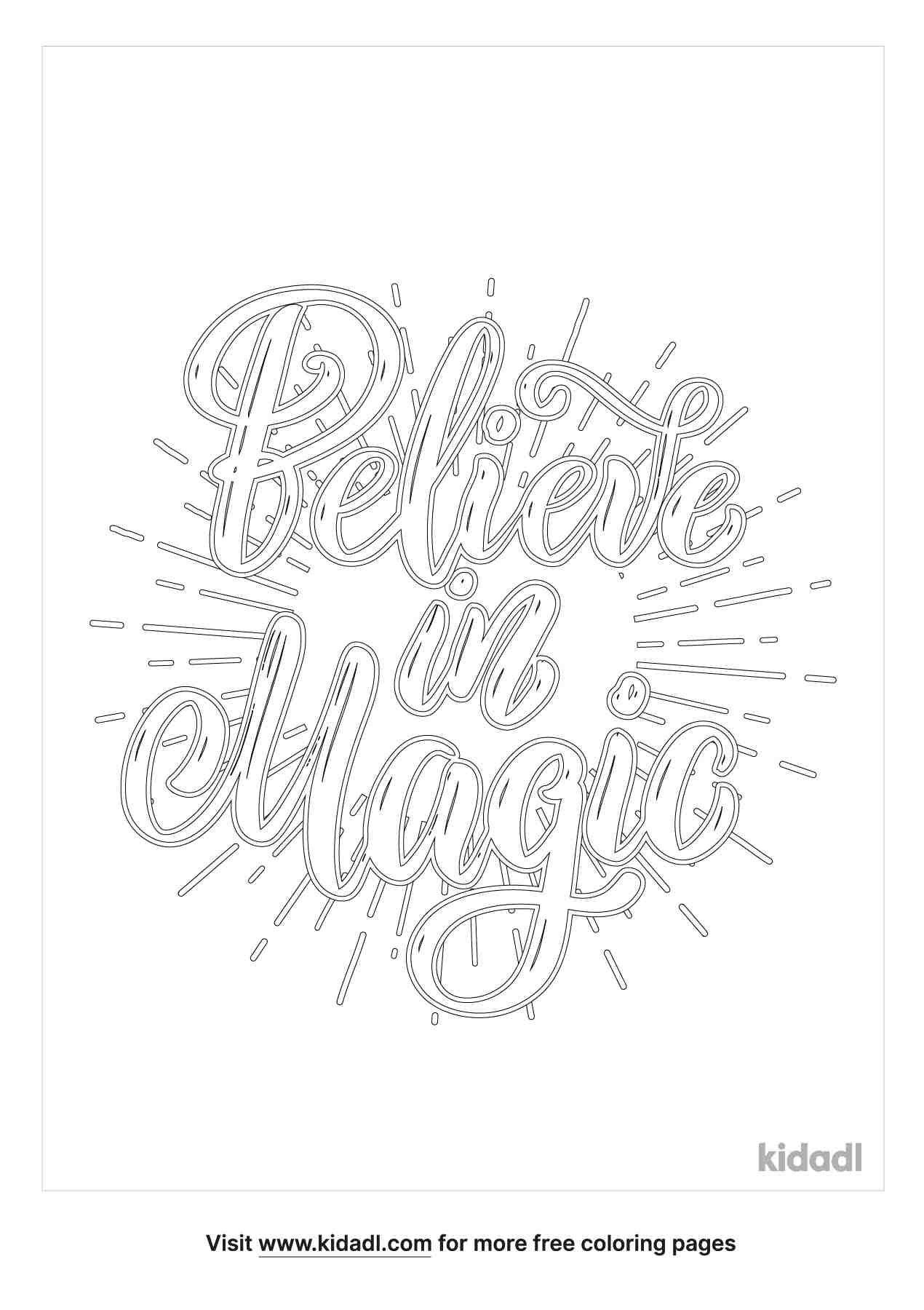 Believe in Magic doodle and coloring page.