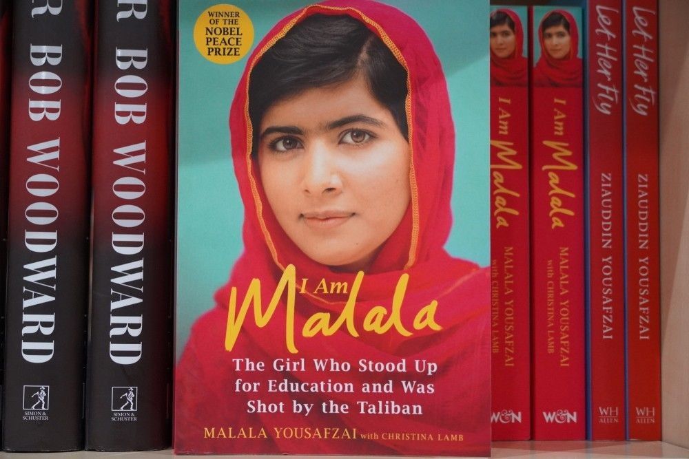 Book of Malala Yousafzai Pakistani activist for female education and the youngest Nobel Prize laureate on the book store.