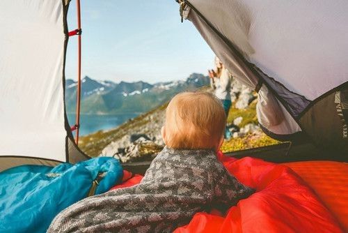 Baby in tent. 