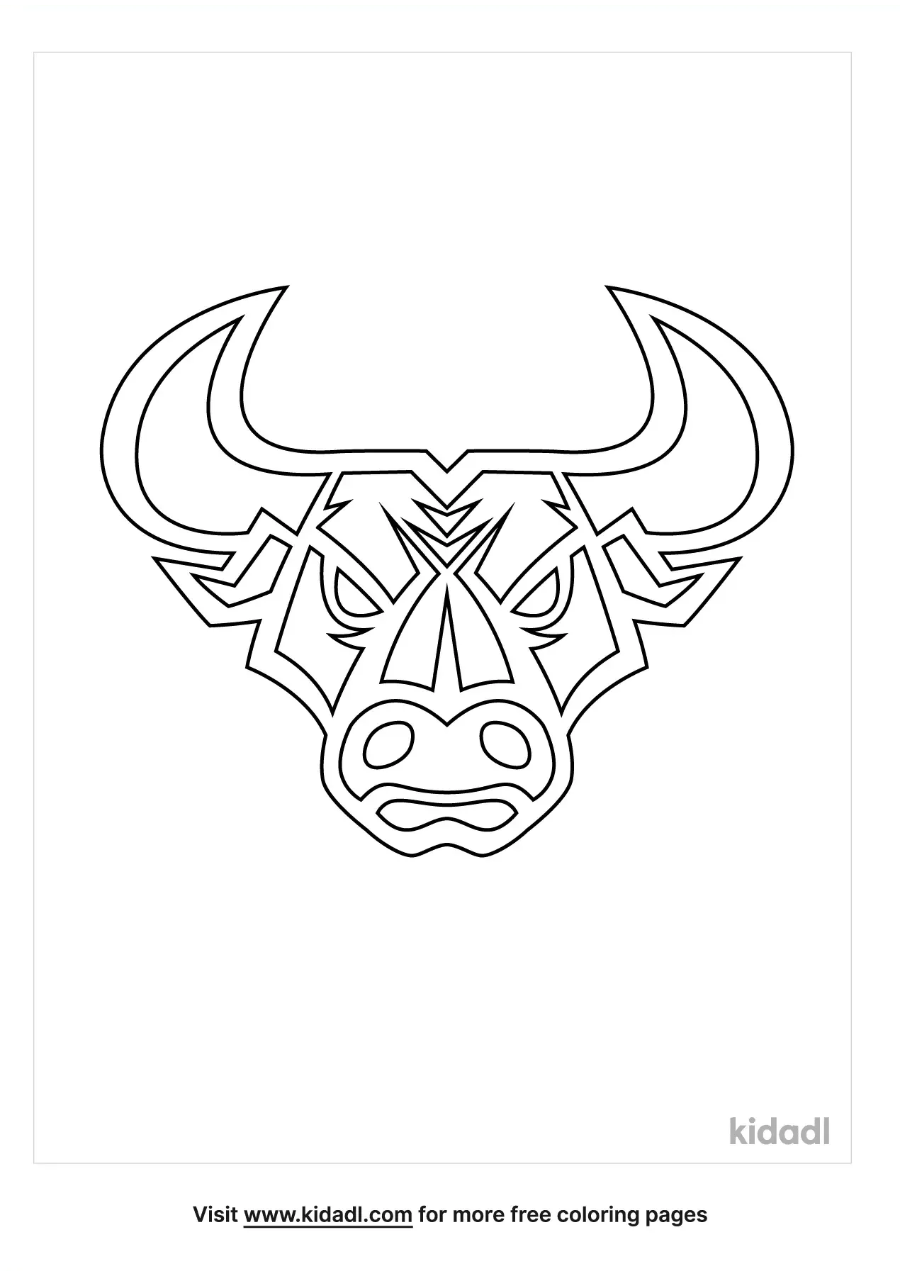 Free Cartoon Bulls Head Coloring Page | Coloring Page Printables | Kidadl