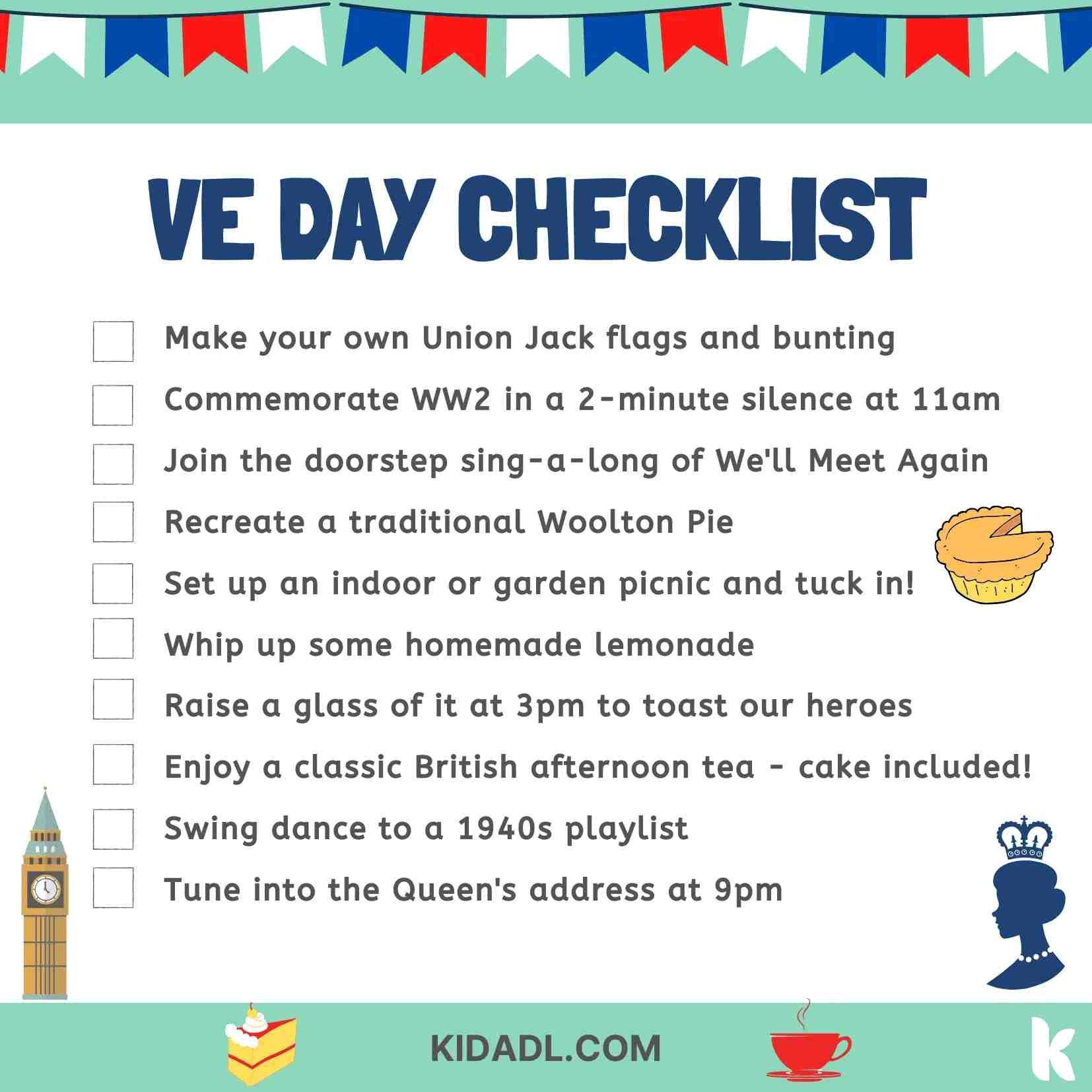 checklist for an ultimate lockdown VE Day