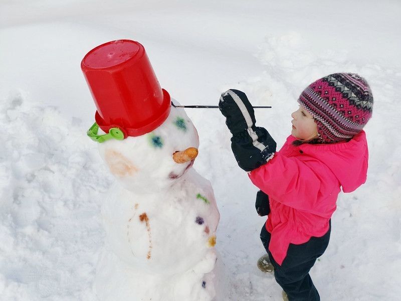 Child painting snowman