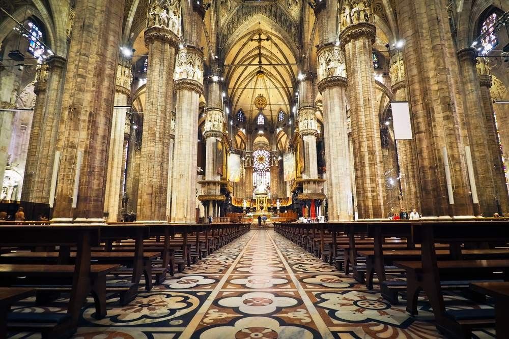Interior of famous Milan Cathedral.