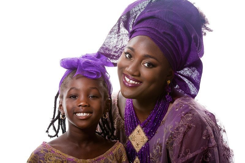 Beautiful daughter and mother pair wearing ethnic clothes.