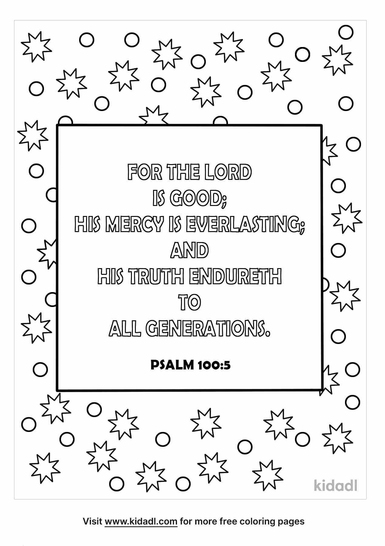 Free printable coloring page for Psalm 100:5.
