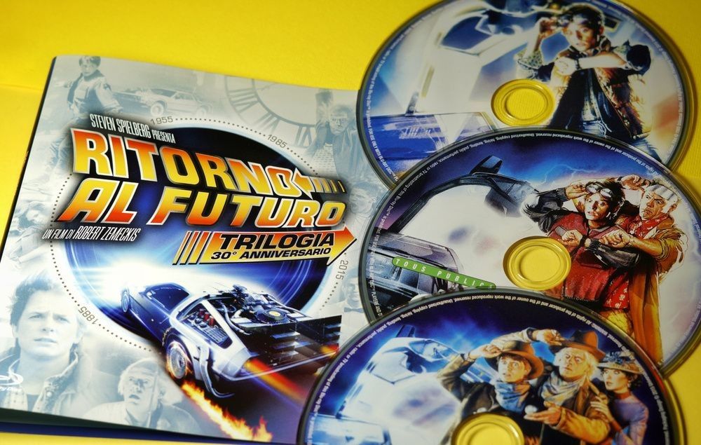 Compact disk of back to the future trilogy with cover