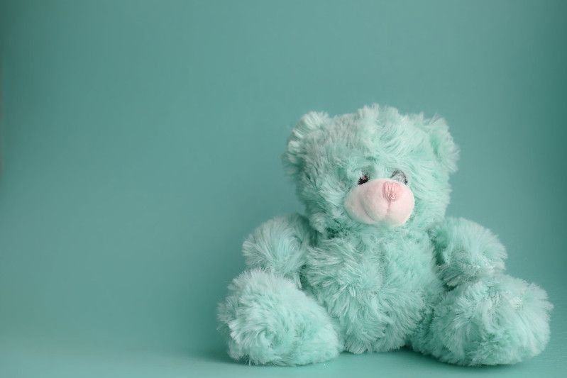 Mint green stuffed teddy bear toy