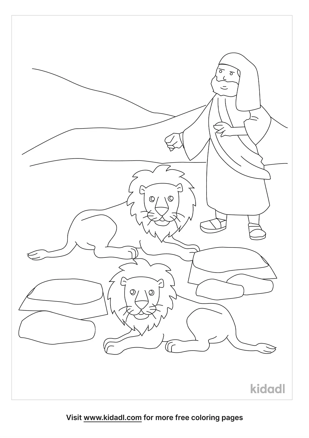 Free David And The Lions Den Coloring Page | Coloring Page Printables ...