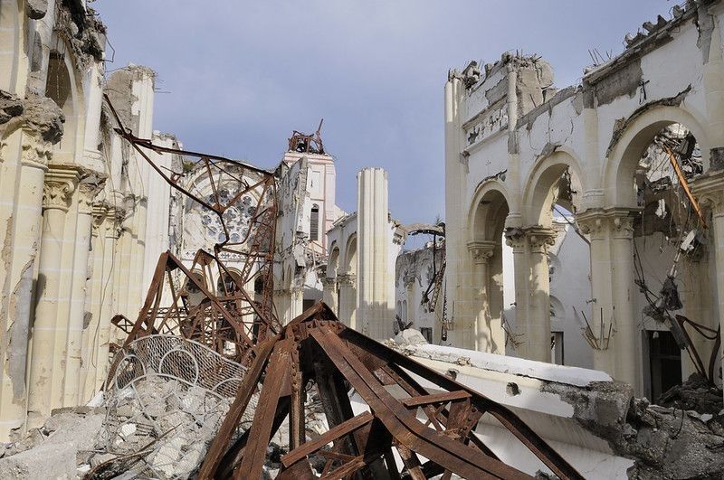 A collapsed church in Port-Au-Prince