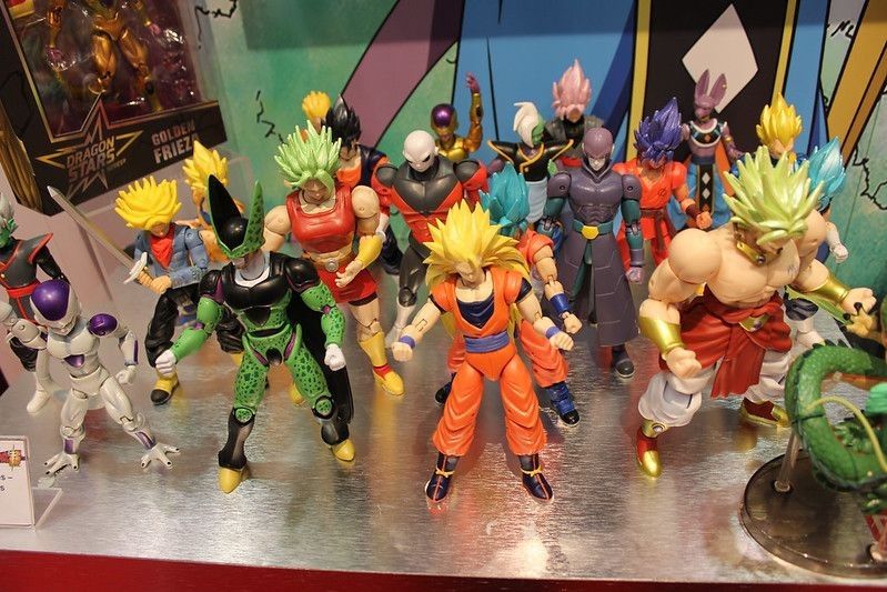 Toy Fair New York Bandai figures on display for Dragon Ball Z.