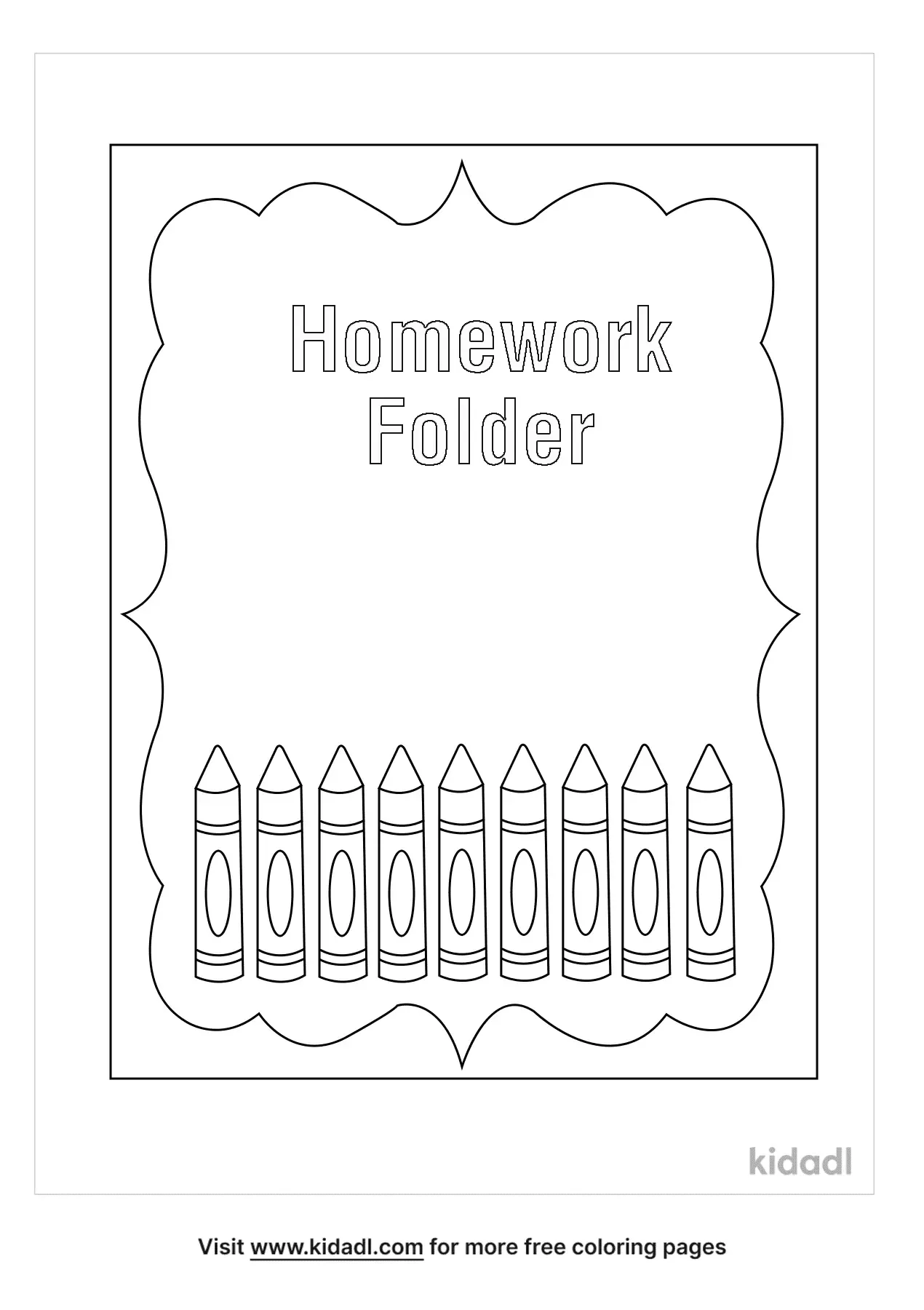 homework folder cover coloring page