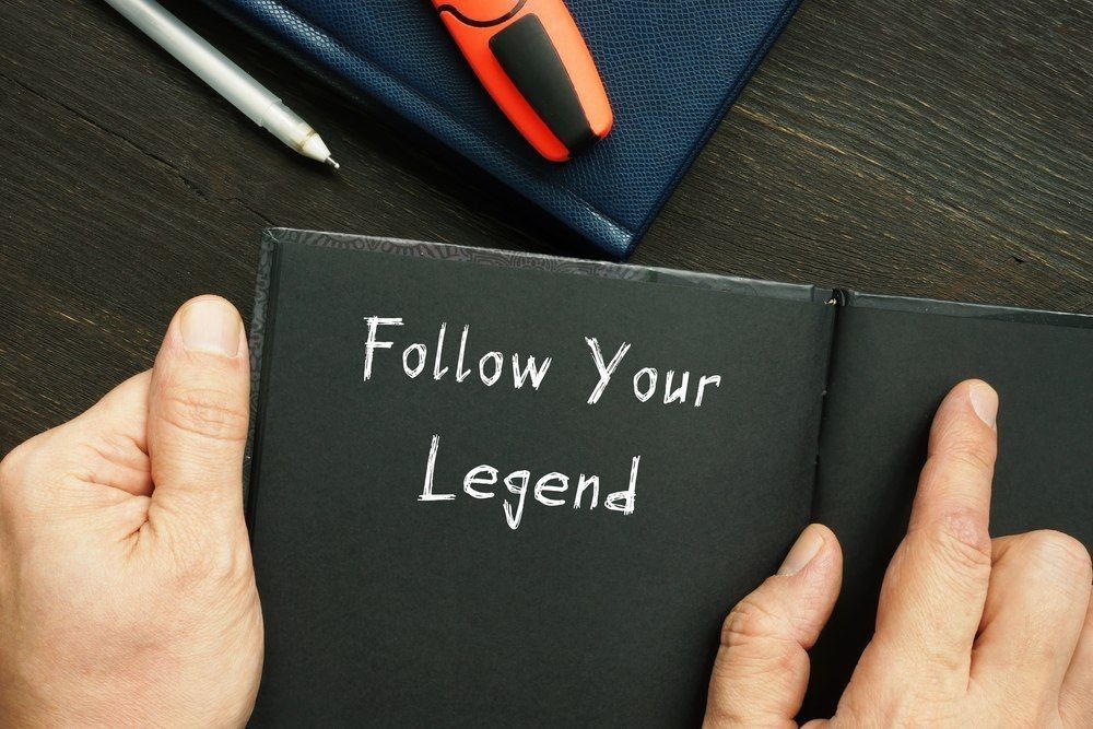 Follow Your Legend sign on the page.