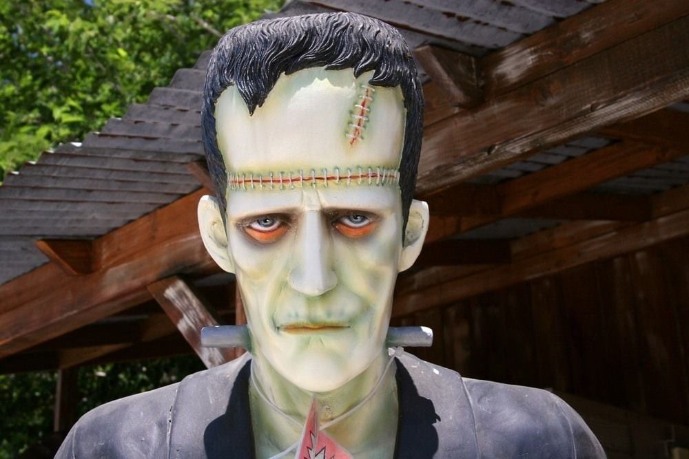 A Frankenstein statue on sale at Charlie Brown Farms.