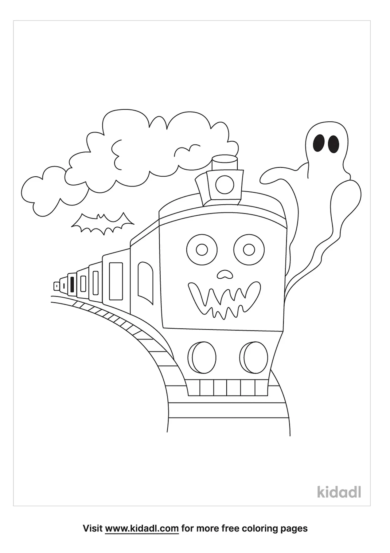 Free Ghost Train Coloring Page | Coloring Page Printables | Kidadl