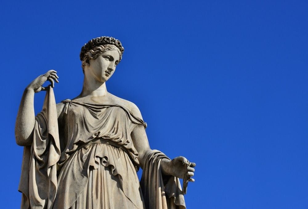 Ancient Roman or Greek goddess marble statue