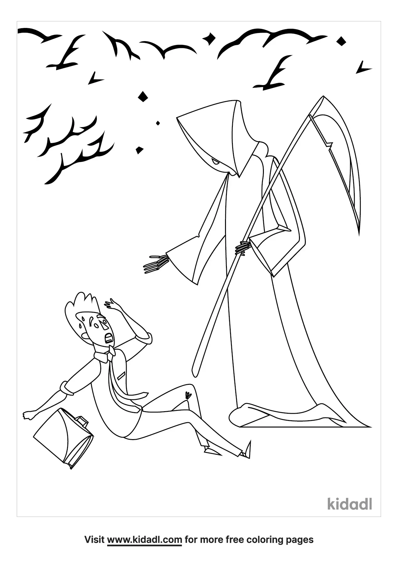 Free Grim Reaper Coloring Page | Coloring Page Printables | Kidadl