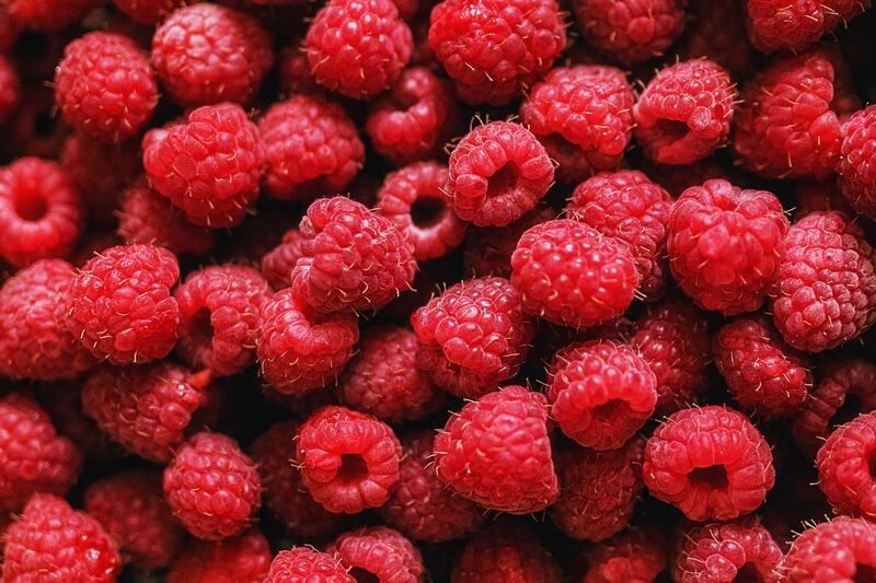 Ripe raspberries.
