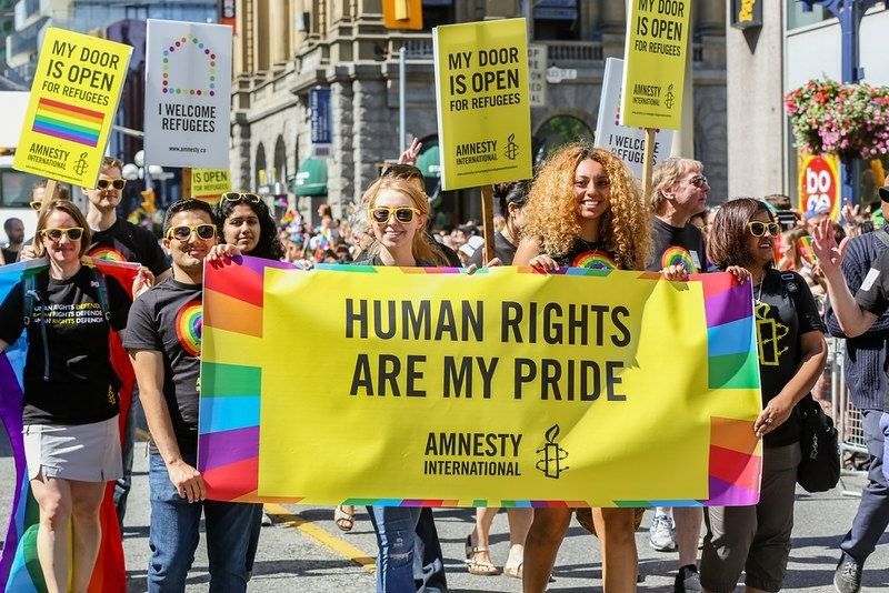 People marching for human rights