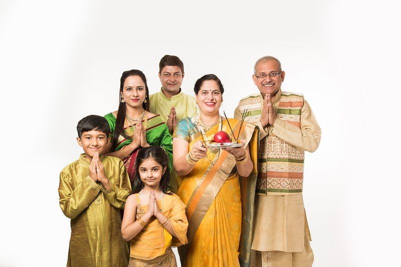 Indian family in traditional attire