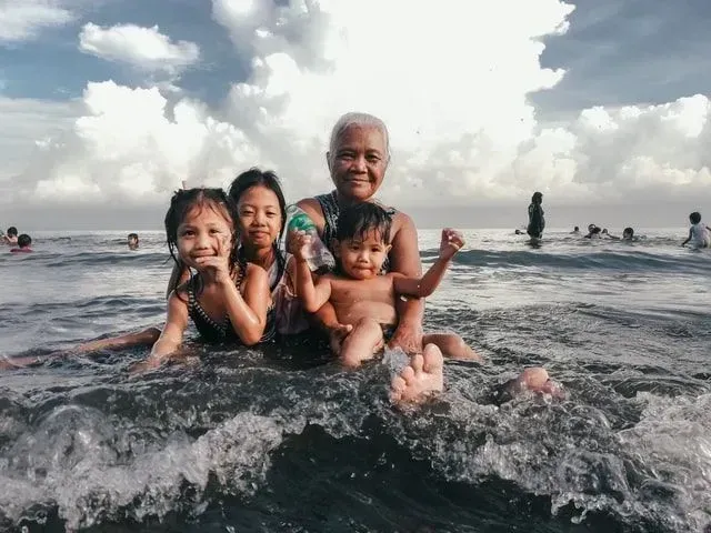 A family enjoying on the beach