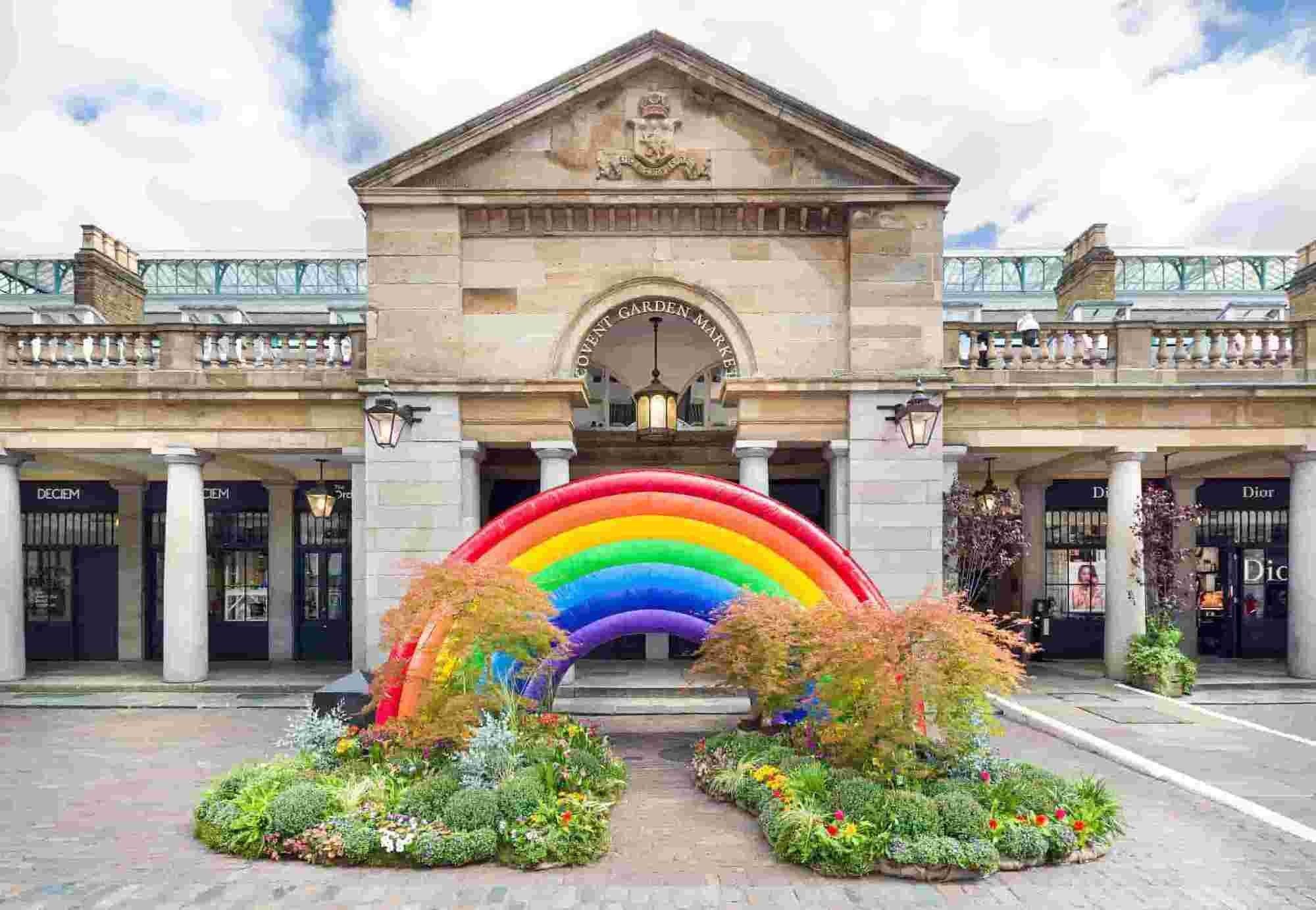 Giant rainbow in Covent Garden