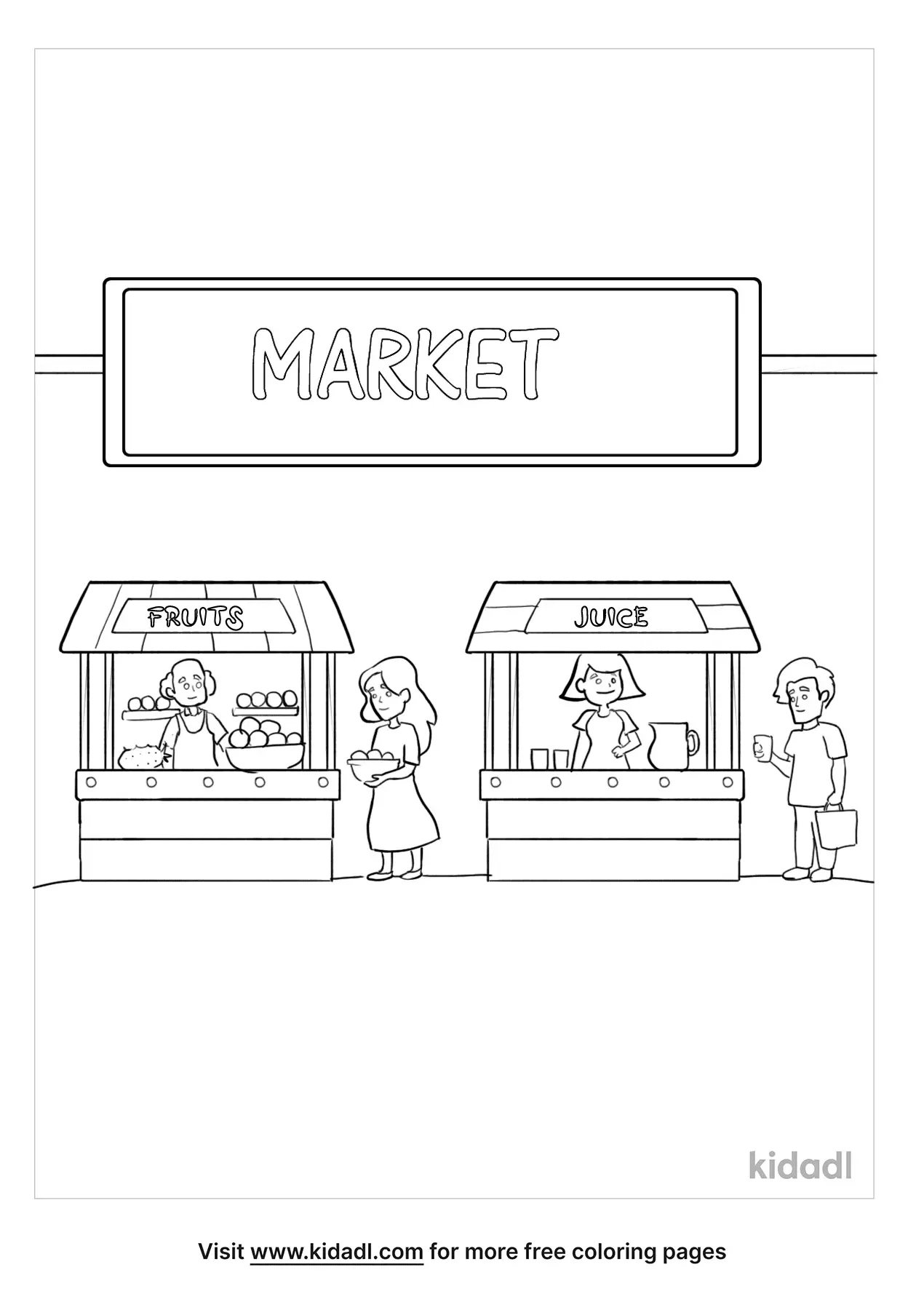 Free Market Coloring Page, Coloring Page Printables