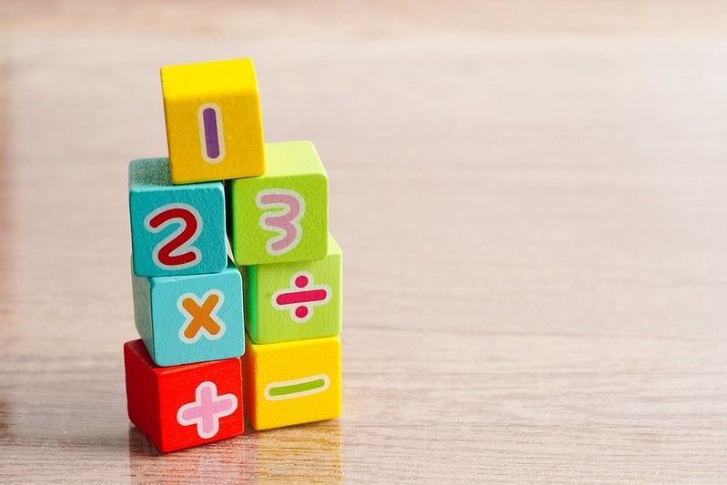 Numbers on colorful wooden blocks