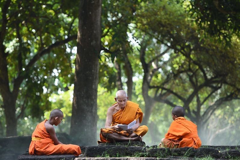 Monks studying spirituality