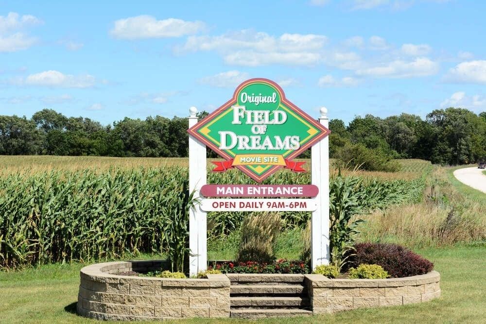 Movie sight sign for the movie 'Field of Dreams' where it was originally shot