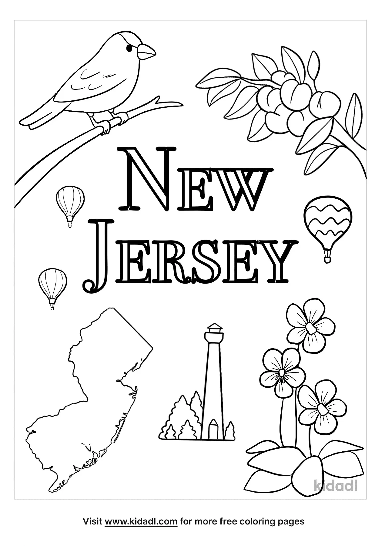 Free New Jersey Coloring Page | Coloring Page Printables | Kidadl