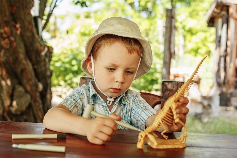 Cute little boy aspiring to be a paleontologist